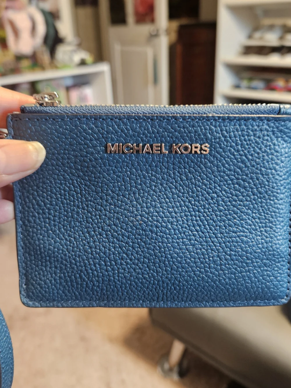 Michael Kors Teal Blue Pebbled Leather Tote with Wristlet